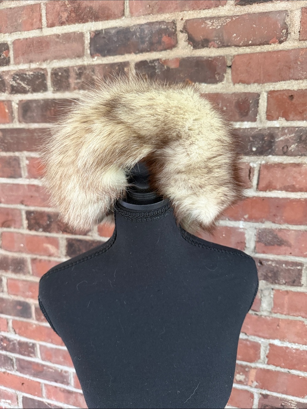 Vintage Genuine Fur Hat Cream Brown Winter Pillbox Cossack Style